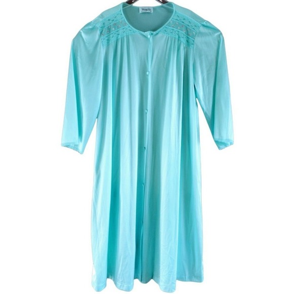 Vintage‎ Vanity Fair Robe Night Gown Aqua Teal M - Picture 1 of 5